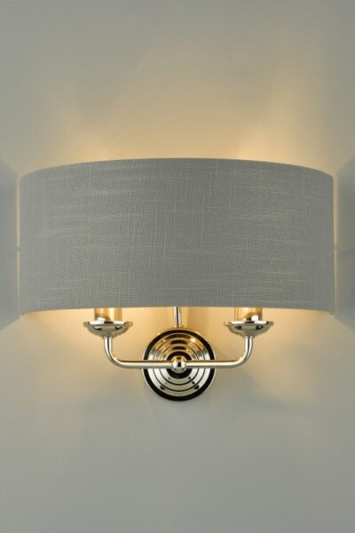 Laura Ashley Sorrento 2 Light Wall Light in Polished Nickel with Charcoal Shade