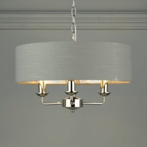 Laura Ashley Sorrento 3 Light Armed Fitting Ceiling Light with Charcoal Shade in Polished Nickel