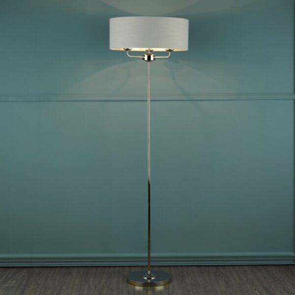 Laura Ashley Sorrento 3 Light Floor Lamp in Polished Nickel with Silver Shade