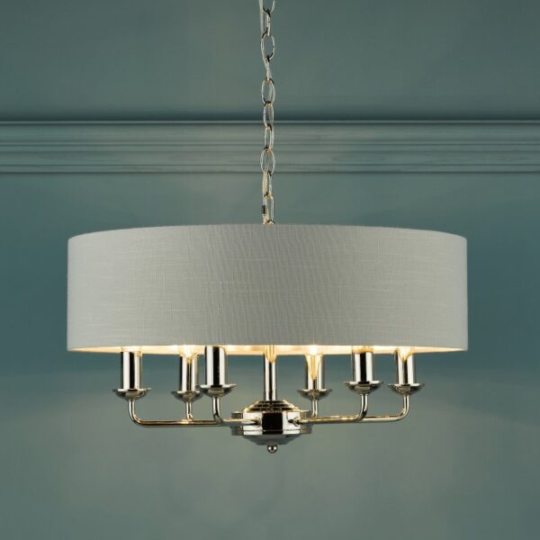 Laura Ashley Sorrento 6 Light Armed Fitting Ceiling Light in Polished Nickel with Silver Shade