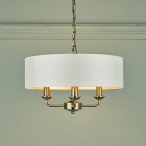 Laura Ashley Sorrento Antique Brass 3 Light Armed Fitting Ceiling Light with Ivory Shade