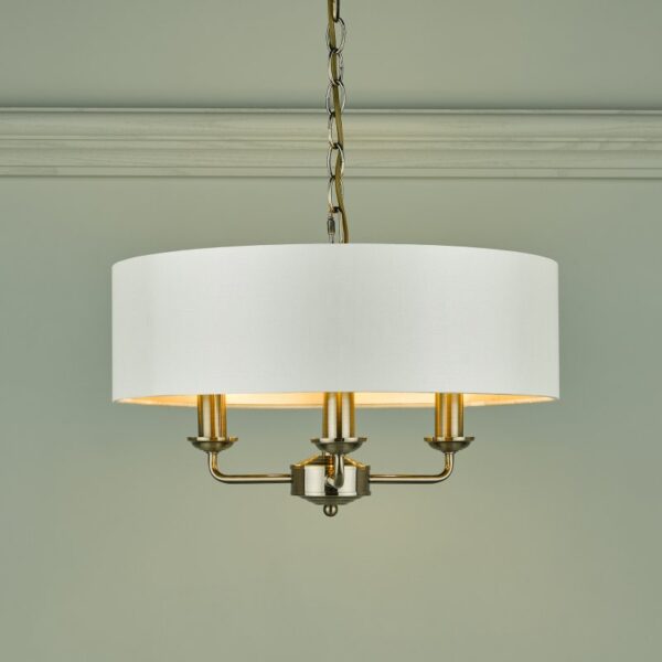 Laura Ashley Sorrento Antique Brass 3 Light Armed Fitting Ceiling Light with Ivory Shade