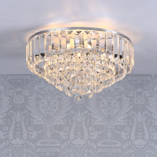 Laura Ashley Vienna 3 Light Crystal Flush Ceiling Light In Polished Chrome Finish