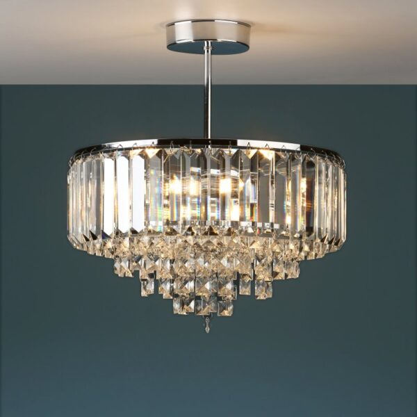 Laura Ashley Vienna 3 Light Semi Flush Ceiling Light In Polished Chrome