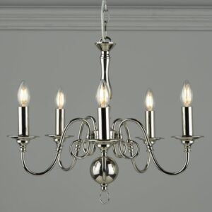 Laura Ashley Winchester 5 Light Ceiling Chandelier In Polished Nickel Finish