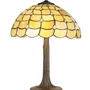 Origin 1 Light Tree Table Lamp With 400mm Beige, Clear, Black And Gold Tiffany Shade