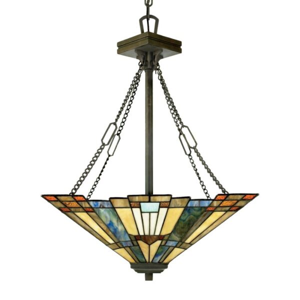 QZ-INGLENOOK-P-B Inglenook 3 Light Tiffany Bronze Ceiling Pendant