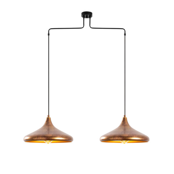 Barek Metal Double Ceiling Pendant Light in Patina