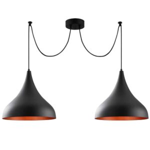 Berceste 2 Lights Metal Ceiling Pendant Light in Black