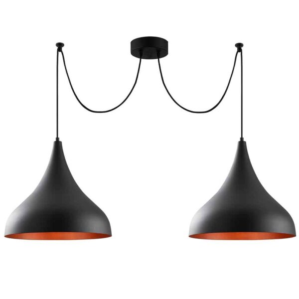 Berceste 2 Lights Metal Ceiling Pendant Light in Black