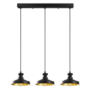 Berceste 3 Lights Vintage Metal Ceiling Pendant Light in Black