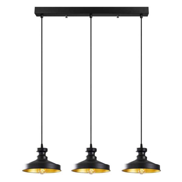 Berceste 3 Lights Vintage Metal Ceiling Pendant Light in Black
