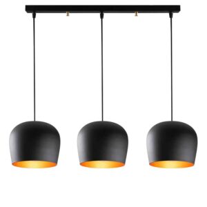 Berceste Round 3 Lights Metal Ceiling Pendant Light in Black