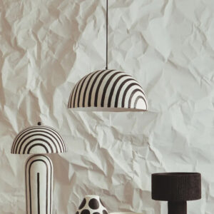 Cerano Metal Domed Ceiling Pendant Light in Black and White