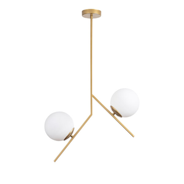Dolunay 2 Light Metal Ceiling Pendant Light in Gold