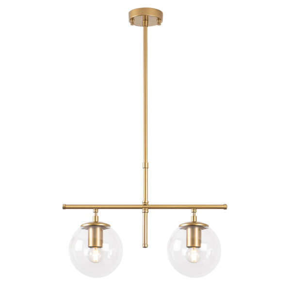 Roe 2 Light Metal Ceiling Pendant Light in Gold and Clear
