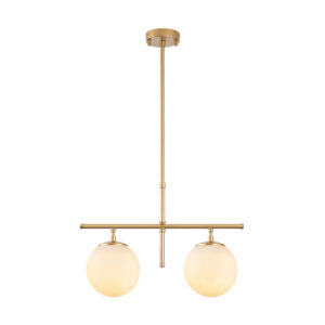 Roe 2 Light Metal Ceiling Pendant Light in Gold and White