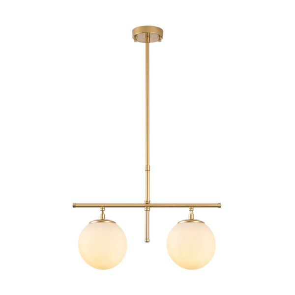 Roe 2 Light Metal Ceiling Pendant Light in Gold and White