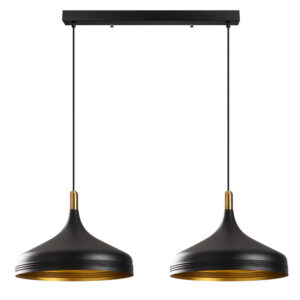 Saglam Large 2 Light Metal Ceiling Pendant Light in Black and Gold
