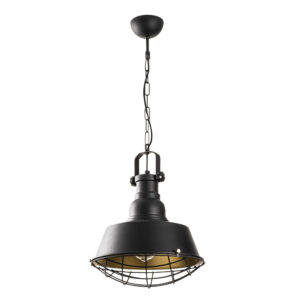 Saglam Metal Cage Ceiling Pendant Light in Black and Gold