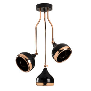 Yildo 3 Light Metal Focus Ceiling Pendant Light in Black and Copper