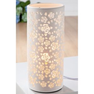Allston Tall Porcelain Floral Design Table Lamp In White