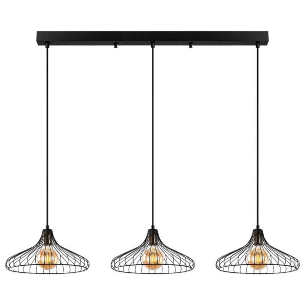 Depay 3 Light Metal Ceiling Pendant Light in Black