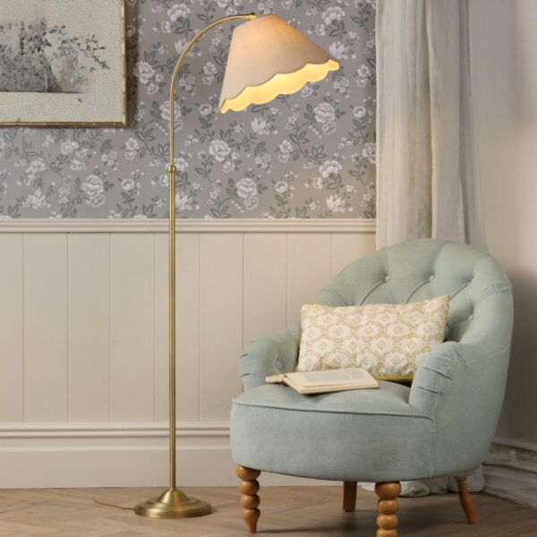 Laura Ashley Cordwell Floor Lamp In Matt Antique Brass Finish With Shade LA3756743-Q