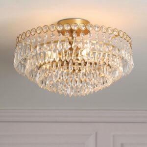 Laura Ashley Enid 5 Light Semi-Flush Ceiling Light In Matt Antique Brass Finish LA3756712-Q