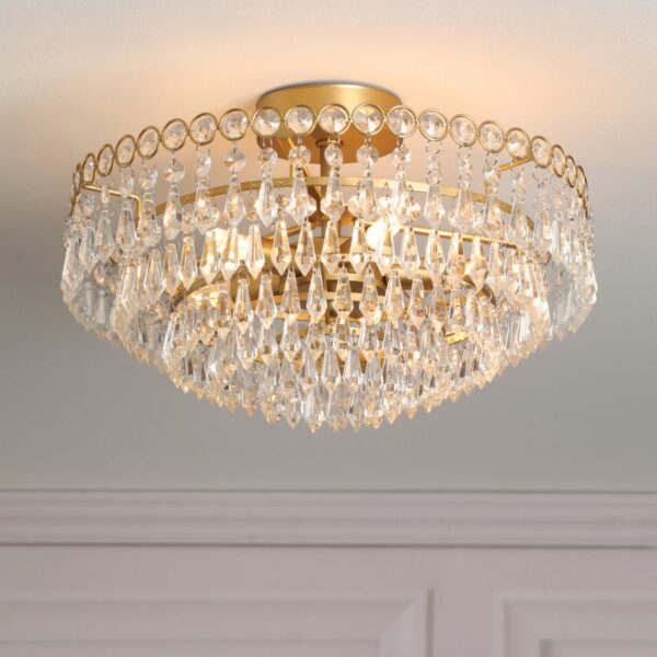 Laura Ashley Enid 5 Light Semi-Flush Ceiling Light In Matt Antique Brass Finish LA3756712-Q