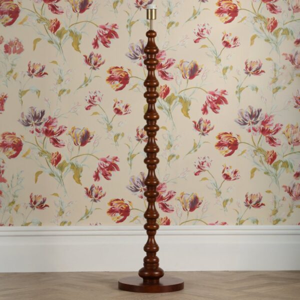 Laura Ashley Millbrook Floor Lamp Base Only In Dark Wood And Industrial Brass Finish LA3756744-Q