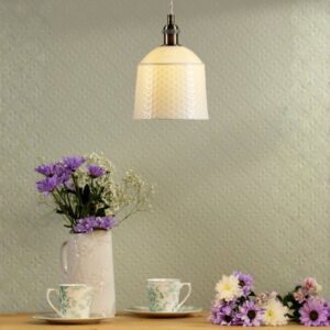 Laura Ashley Porcelain Ceiling Pendant Light In Cream And Antique Brass Finish LA3756729-Q