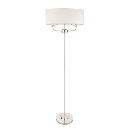 Maldon Glass Floor Lamp In Bright Nickel