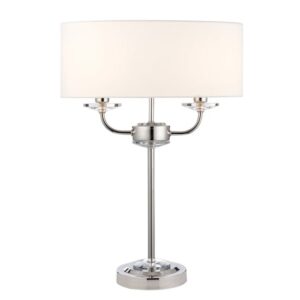 Maldon Glass Table Lamp In Bright Nickel
