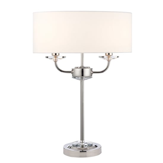 Maldon Glass Table Lamp In Bright Nickel