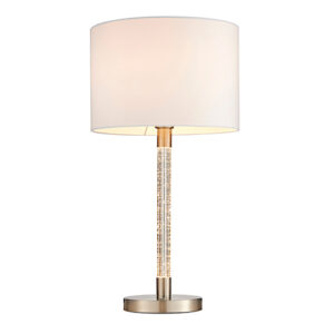 Andromeda White Fabric Table Lamp In Satin Chrome