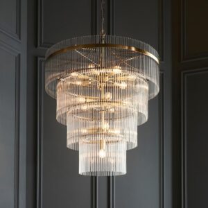 Mainz 16 Light Clear Glass Pendant Ceiling Light In Antique Brass