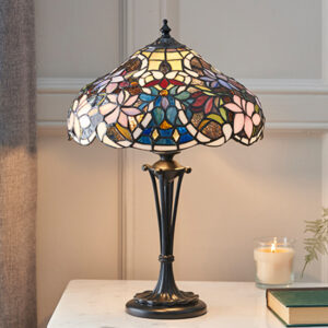Sullivan Small Tiffany Glass Table Lamp In Dark Bronze