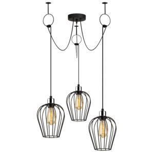 Titan Large 3 Light Metal Drop Ceiling Pendant Light in Black